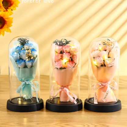 Rose éternelle artificielle avec lumière LED