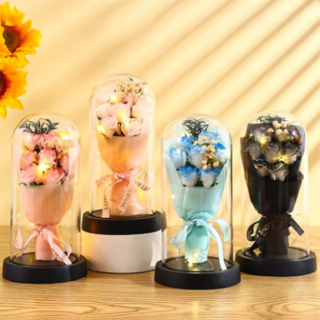 Rose éternelle artificielle avec lumière LED