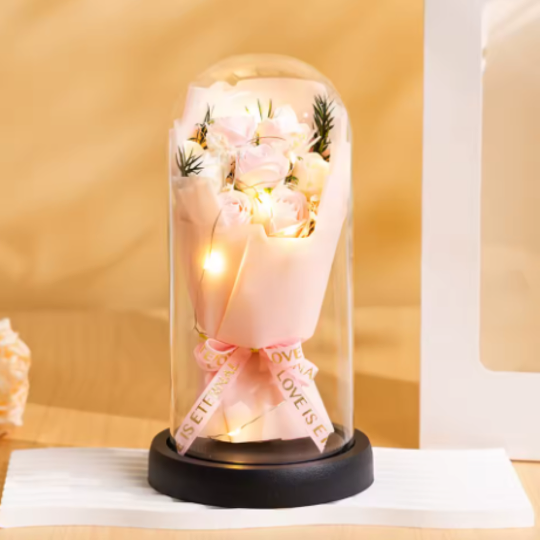 Rose éternelle artificielle avec lumière LED