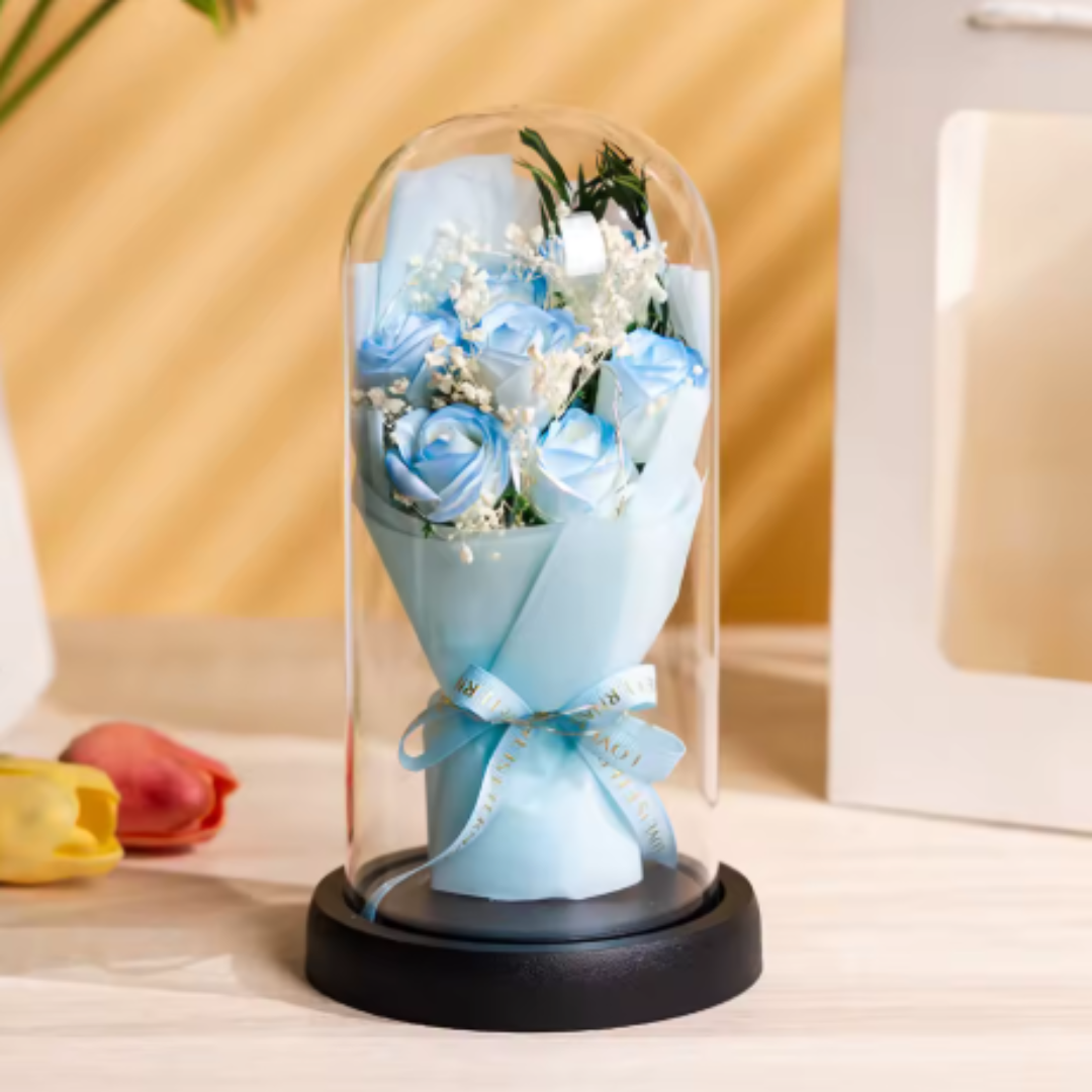 Rose éternelle artificielle avec lumière LED