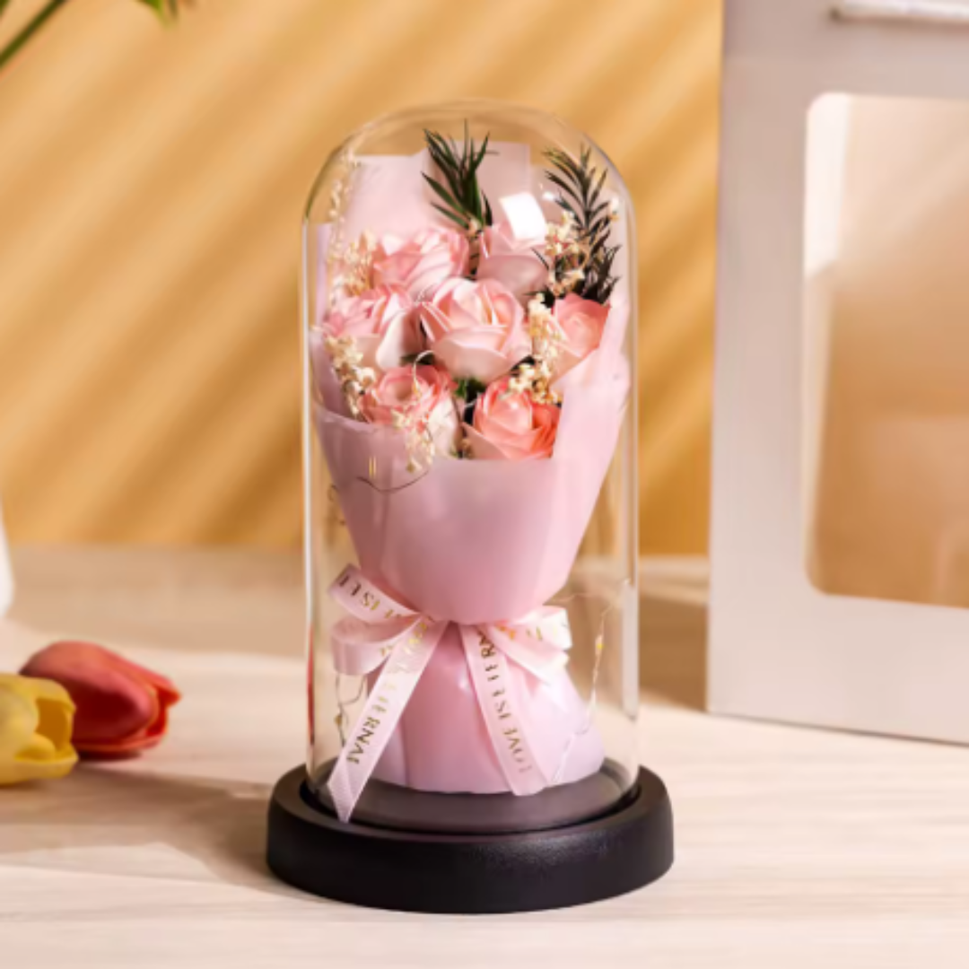 Rose éternelle artificielle avec lumière LED