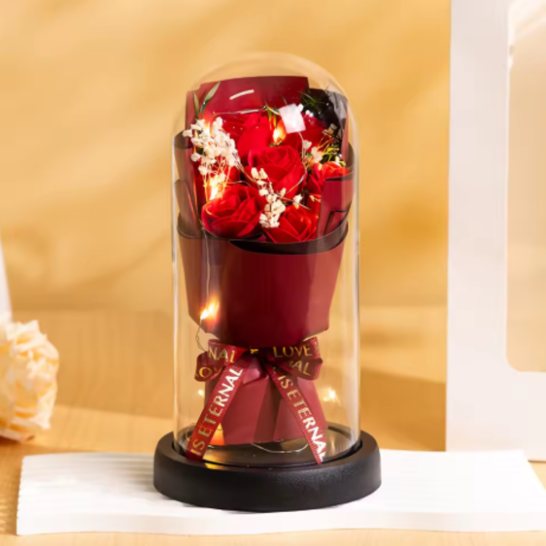 Rose éternelle artificielle avec lumière LED