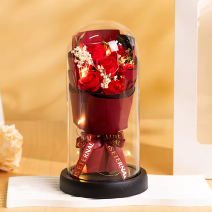 Rose éternelle artificielle avec lumière LED